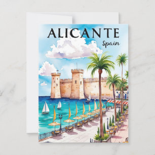 Printable Alicante Spanien Reisen Postkarte