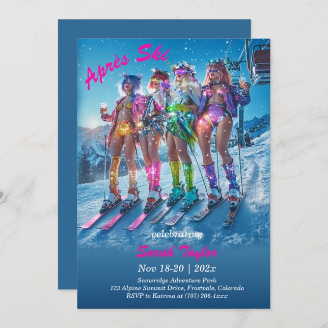 Printable Après Ski Bachelorette Vorlage (Vorne/Hinten)