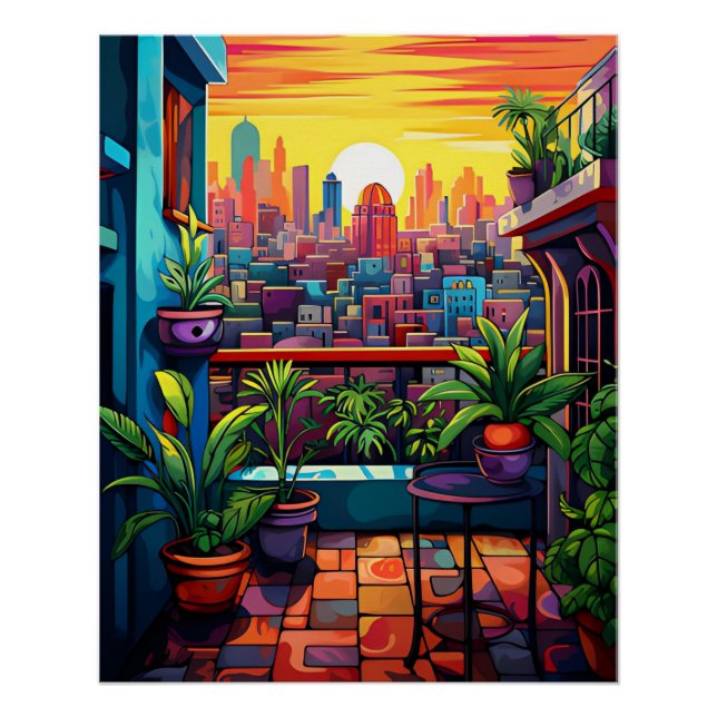 [Printable Art] Sunset in a City, Matisse Style Poster (Vorderseite)