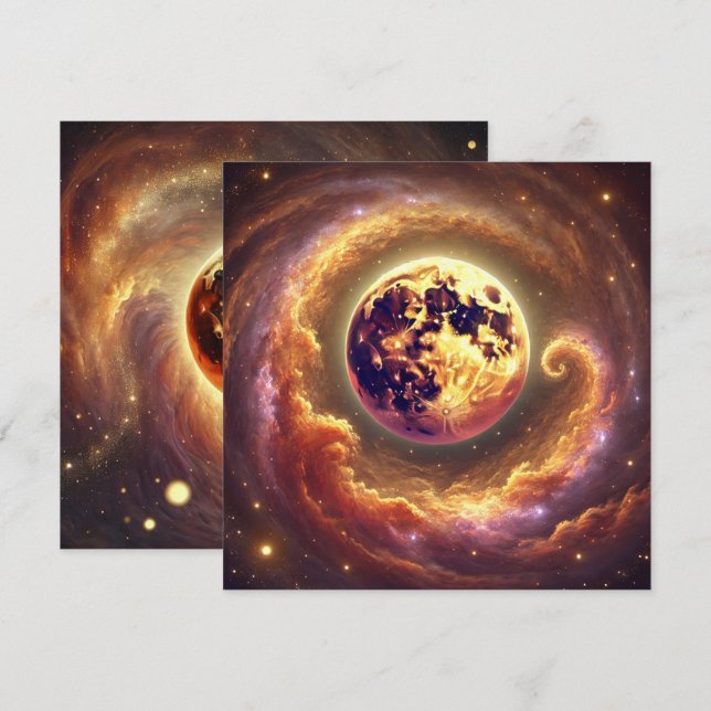 Printable Autumnal Galaxy Harvest Moon Scrapbook Einladung (Vorne/Hinten)