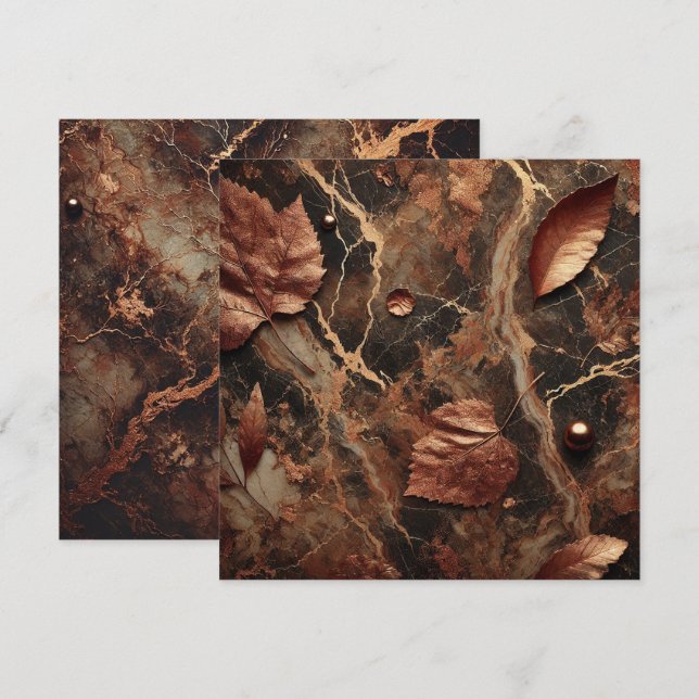 Printable Autumnal Marble Earthy Brown Scrapbook Einladung (Vorne/Hinten)