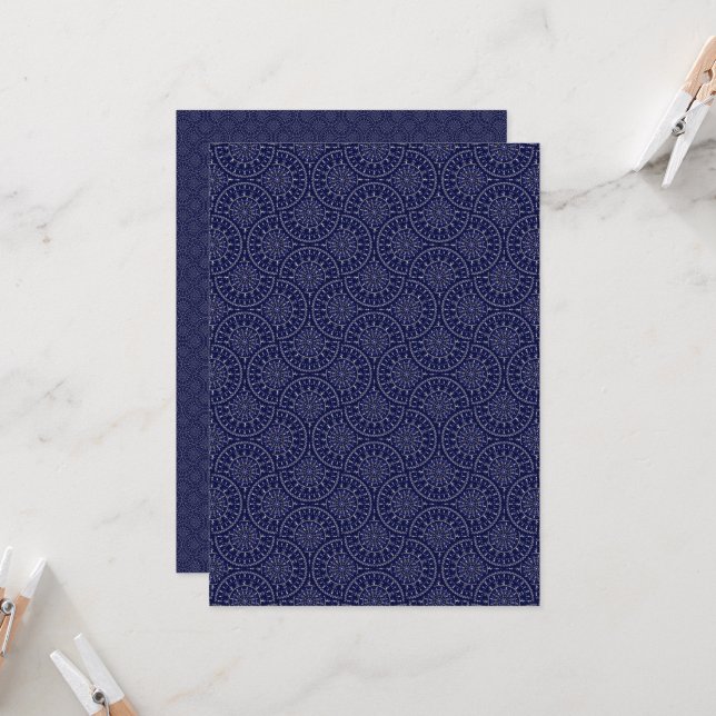 Printable Blue Ditsy Winter Deko Scrapbook Paper Einladung (Vorderseite/Rückseite Beispiel)