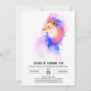 Printable Boho Lion Birthday Einladung