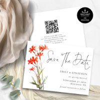 Printable Boho Red Wildblumen QR-Codeskript