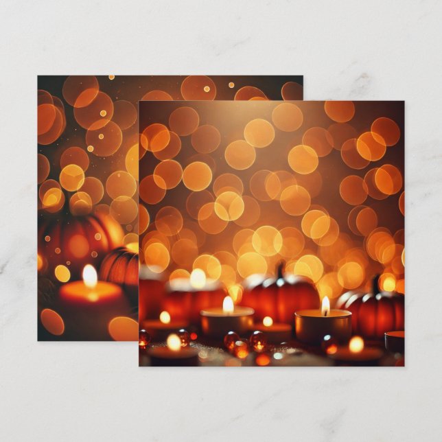 Printable Candle Lit Pumpkins Bokeh Scrapbook Einladung (Vorne/Hinten)