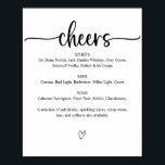 Printable Cheers Wedding Bar Sign Menu Poster<br><div class="desc">Das Cheers Hochzeitszeichen ist eine lustige Möglichkeit,  Ihre Hochzeitsgetränkeskarte zu personalisieren. Druckbare Hochzeitsschilder sind die perfekte Möglichkeit,  Ihre Hochzeitsschilder auf der Zuhause zu drucken. Laden Sie sich einfach die benötigte Größe herunter und drucken Sie sie in Ihrem lokalen Bürogeschäft oder bei der Zuhause.</div>