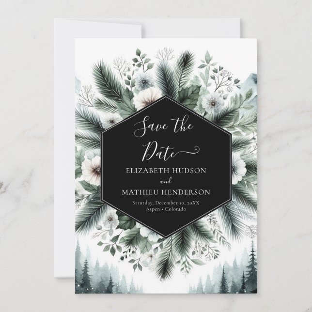 Printable Chic Mountain Wedding Save The Date (Vorderseite)
