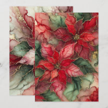 Printable Classic Festive Alcohol Ink Poinsettia