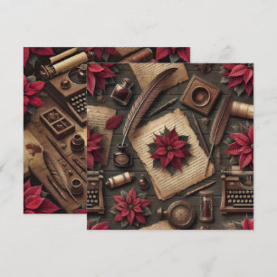 Printable Dark Academia Poinsettia Desk Scrapbook Einladung
