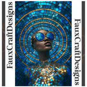 Printable Dark Skin Bald Frauen Imitate Mosaic 061 Poster