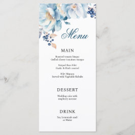 Printable Dusty Blue Florals Wedding Menu Menükarte