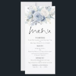 Printable Dusty Blue FloralsWedding Thank You Menu Karte<br><div class="desc">Printable Dusty Blue Florals Wedding Thank You Menu. Available digitally and printed. A combined menu and thank you card. An informal set typography in black for the main heading Menu on th front and Thank You on the back complementing the rest of the text which you can easily personalise, with...</div>
