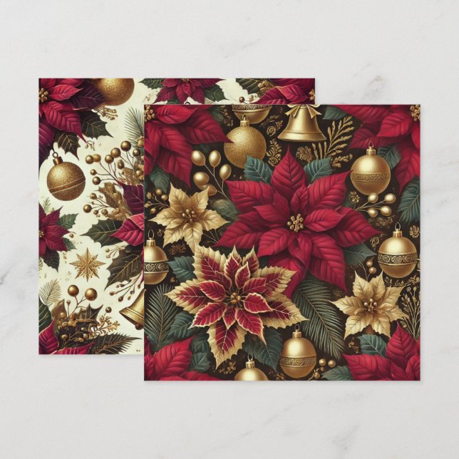 Printable Elegant Burgundy Poinsettia Scrapbook Einladung (Vorne/Hinten)