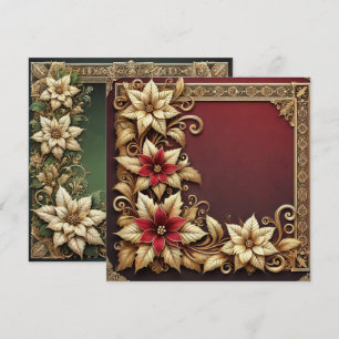 Printable Elegant Gold Poinsettia Frame Scrapbook Einladung