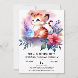 Printable Elegant Tiger Birthday Einladung