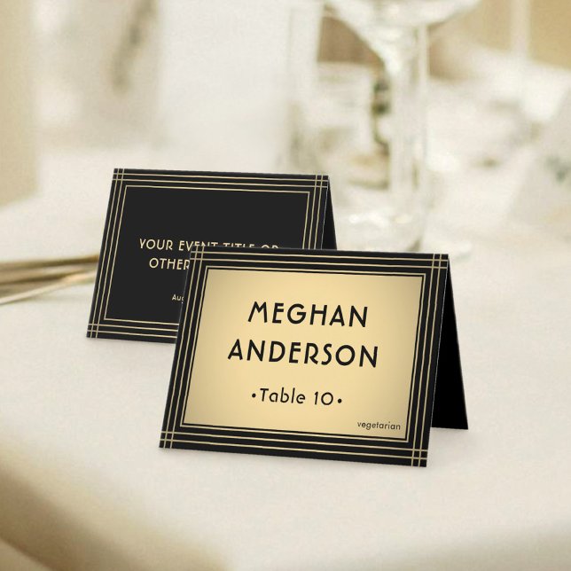 Printable Escort Card - Classic Black and Gold Karte (Von Creator hochgeladen)