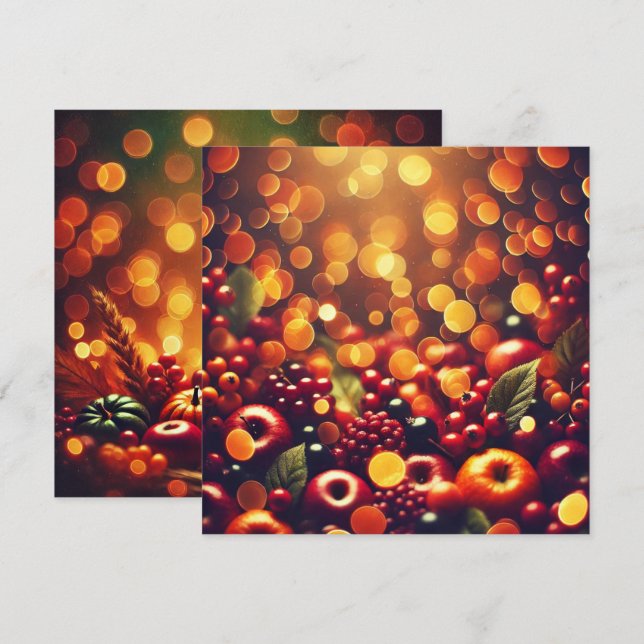 Printable Fall Harvest Frucht Bokeh Scrapbook Einladung (Vorne/Hinten)