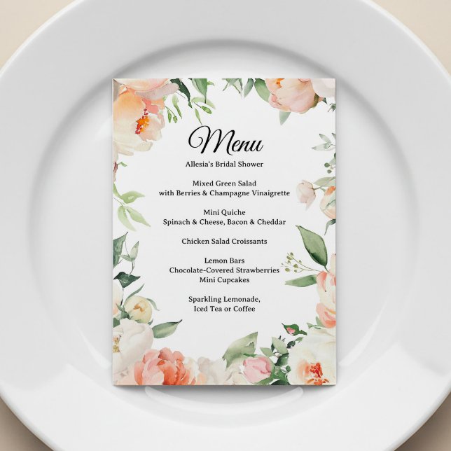 Printable Floral Bridal Shower Menu Einladung (Von Creator hochgeladen)