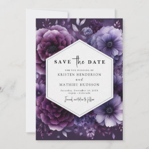 Printable Florals Lila Blumenhochzeit Save The Date