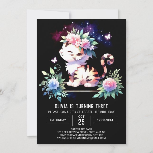 Printable Fun Tiger Birthday Einladung (Vorderseite)