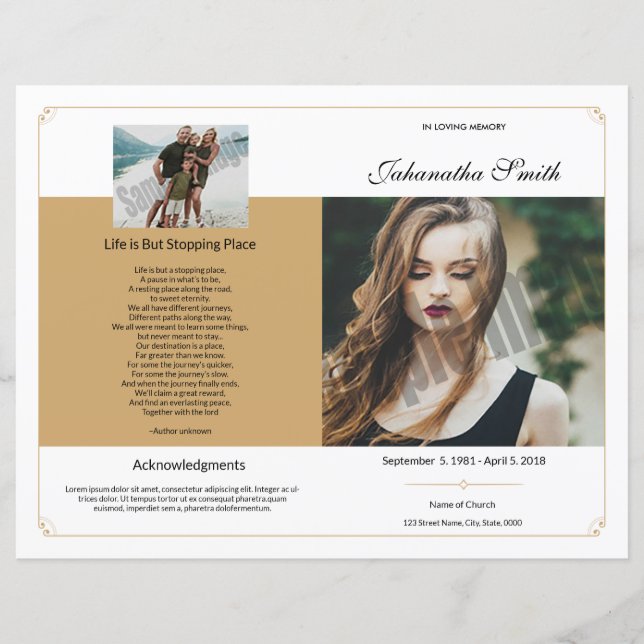 Printable Funeral Program Template (Vorderseite)