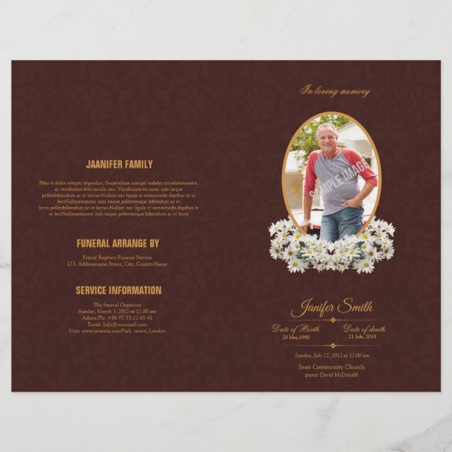 Printable Funeral Program Template Flyer (Vorne)