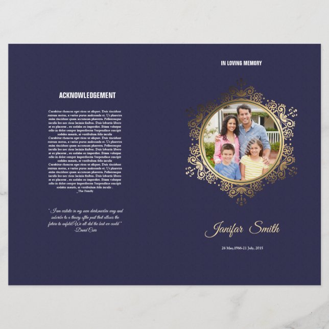 Printable Funeral Program Template Flyer (Vorne)