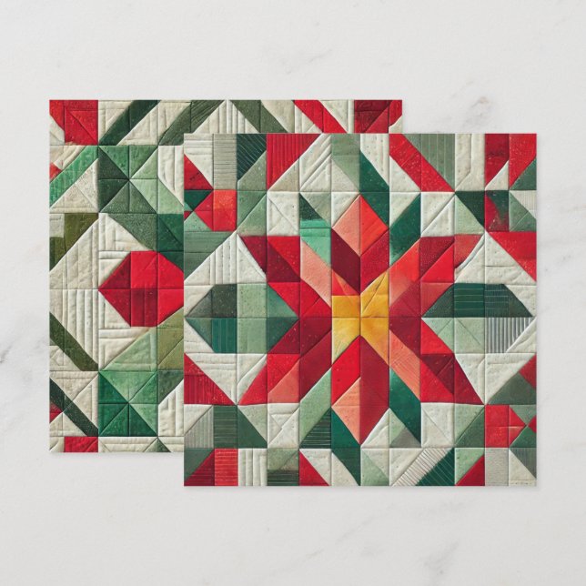 Printable Geometric Patchwork Poinsettia Scrapbook Einladung (Vorne/Hinten)