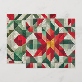 Printable Geometric Patchwork Poinsettia Scrapbook Einladung