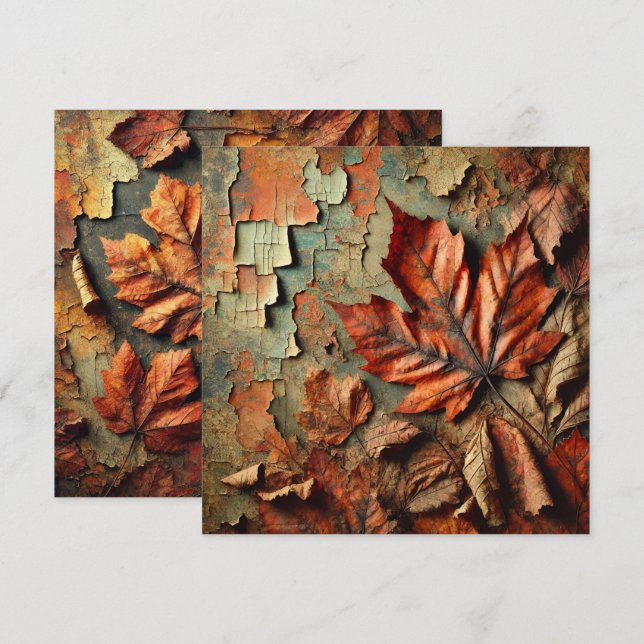 Printable Grungy Autumnal Peeling Paint Scrapbook Einladung (Vorne/Hinten)