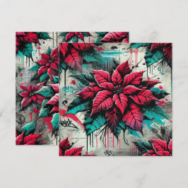 Printable Grungy Poinsettia Graffiti Scrapbook Einladung