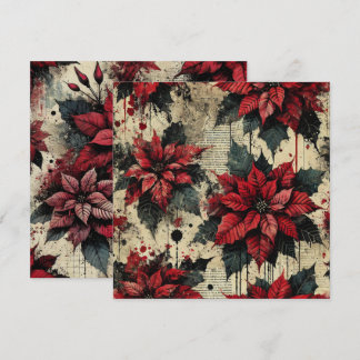 Printable Grungy Poinsettia Newsprint Scrapbook Einladung