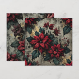 Printable Grungy Poinsettia Wallpaper Scrapbook Einladung