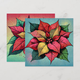 Printable Halftone Pop Art Poinsettia Scrapbook Einladung