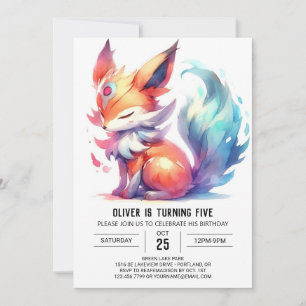 Printable Happy Fox Birthday Einladung