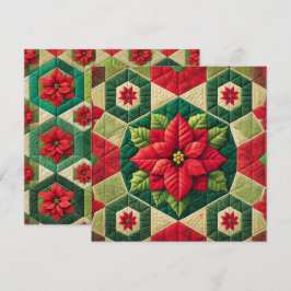 Printable Hexagon Patchwork Poinsettia Scrapbook Einladung
