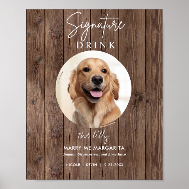 Printable Hunde Hochzeitsignatur Drinks Bar signie Poster (Vorne)