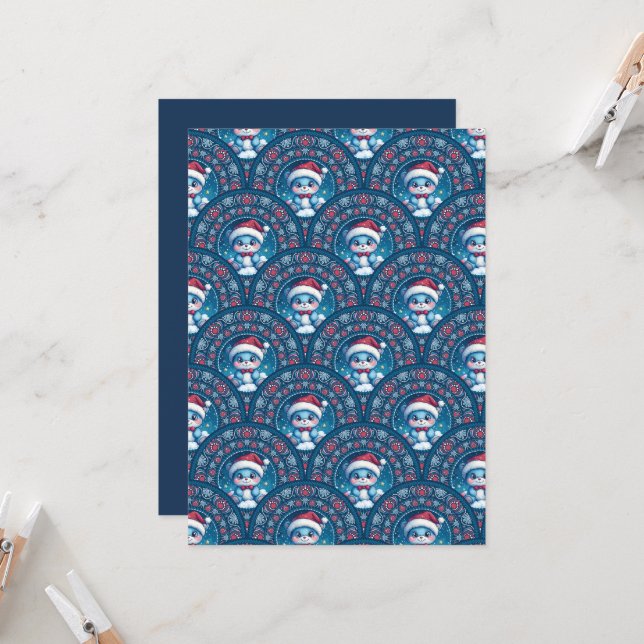 Printable Kawaii Christmas Bear Mandala Deko Scale Einladung (Vorderseite/Rückseite Beispiel)