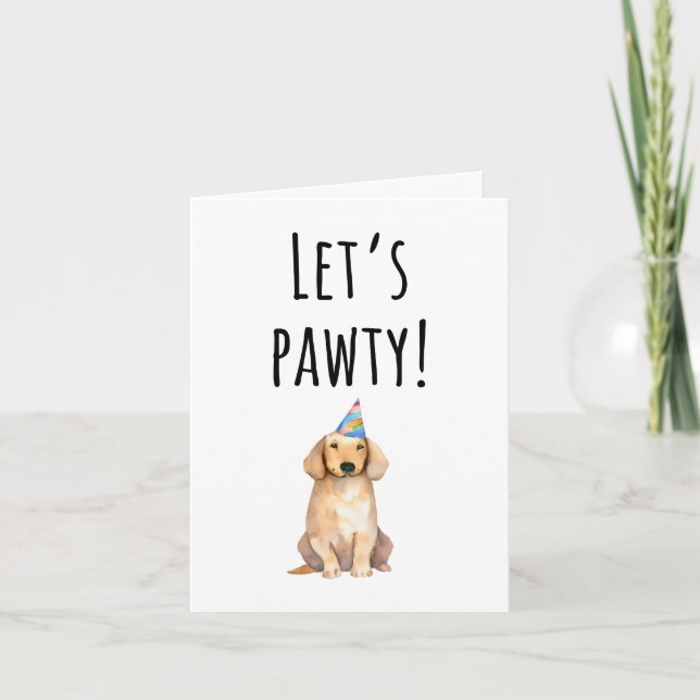 Printable Lass's Pawty Happy Birthday Card Karte (Vorderseite)