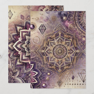 Printable Lila & Gold Boho Intricate Mandalas Einladung