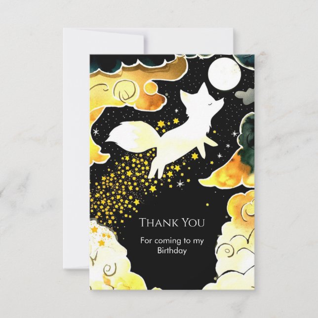 Printable Magical Fox Birthday Dankeskarte (Vorderseite)