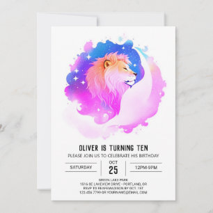 Printable Modern Lion Birthday Einladung