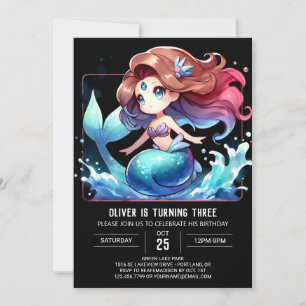 Printable Niedlich Mermaid Birthday Einladung