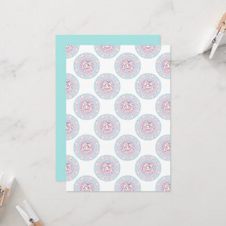 Printable Niedlich Pastel Kawaii Bunny Dot Mandala Einladung