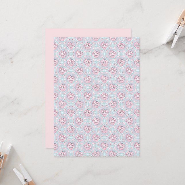 Printable Niedlich Pastel Kawaii Bunny Festival -  Einladung (Vorderseite/Rückseite Beispiel)