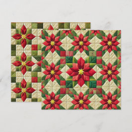 Printable Patchwork Poinsettia Star Scrapbooking Einladung