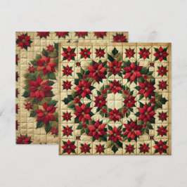 Printable Patchwork Poinsettia Wreath Scrapbooking Einladung
