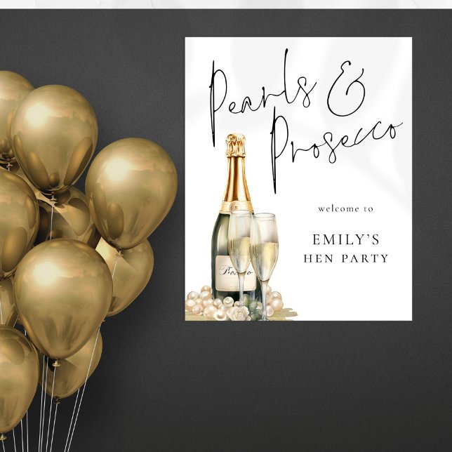 Printable Pearls Prosecco Willkommen im Hen Party Poster (Von Creator hochgeladen)