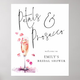Printable Petals Prosecco Willkommen in Brautparty Poster