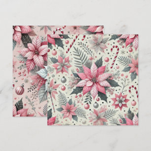 Printable Pink Candy Cane Poinsettia Scrapbook Einladung